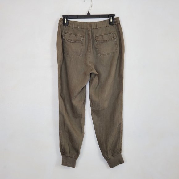 JOIE Khaki Linen Jogger Cropped Pants XS EUC - Picture 2 of 7